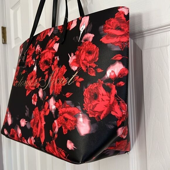 Victoria's Secret Limited Edition Large Red Floral Rose Tote Bag - Picture 4 of 8